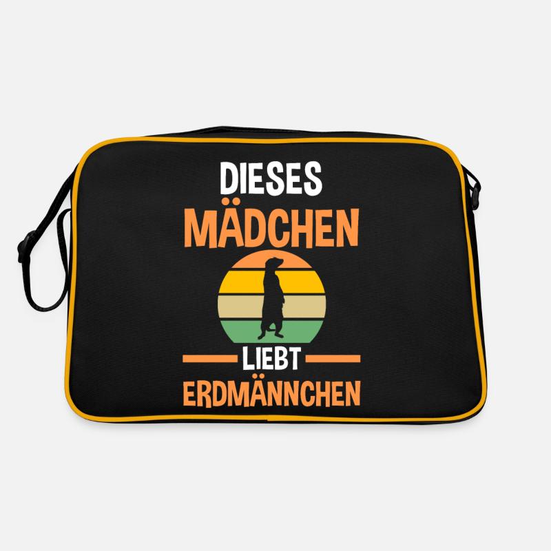 Erdmännchen - Retro Tasche - Schwarz/Gold
