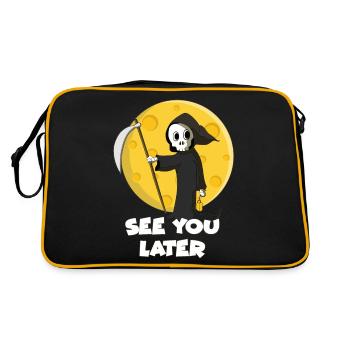 Grim reaper with scythe greets before Halloween full moon - Retro Bag - black/gold - Back