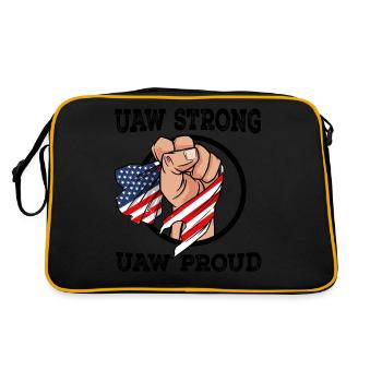 UAW Strong UAW Proud w/ USA FLAG - United Auto - Retro Bag - black/gold - Back