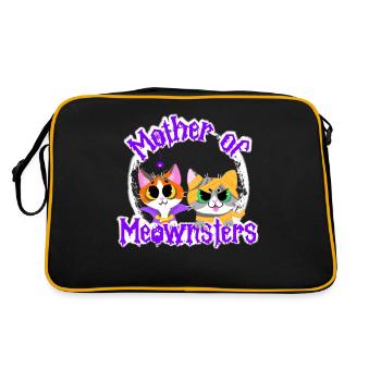 Mother of Meownsters süße Katzen Halloweenkostüm - Retro Tasche - Schwarz/Gold - Hinten