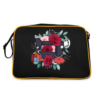 Crochet Running Mesh Seamstress Gift Funny Sewing - Retro Bag - black/gold - Back