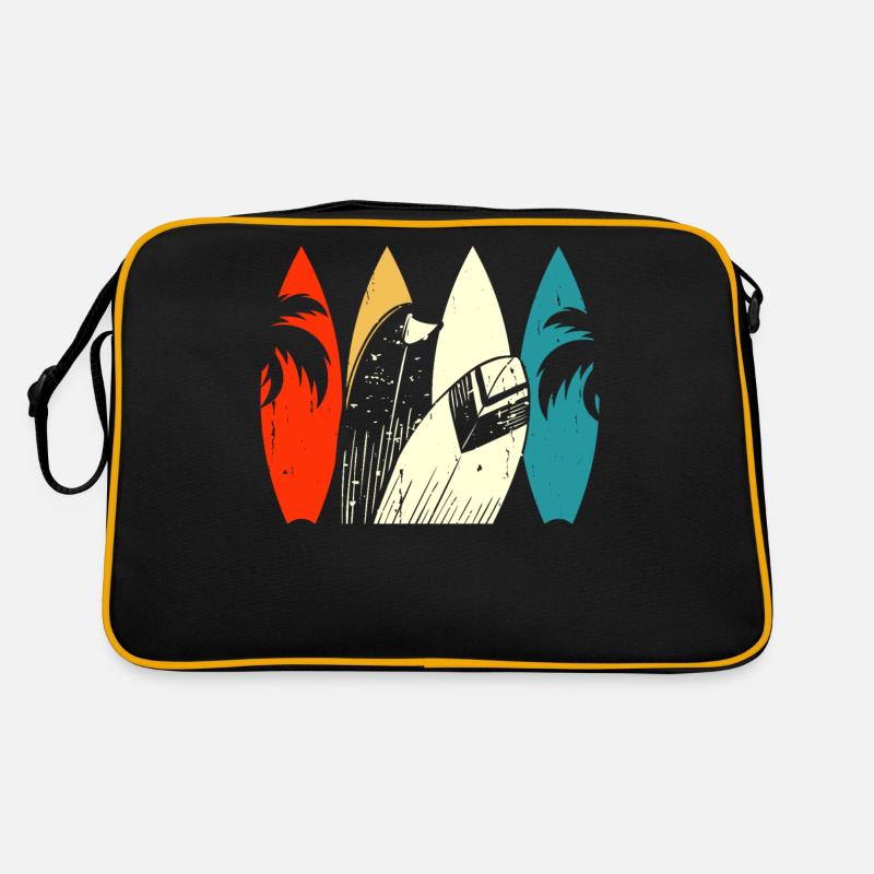Surfen Surfer - Retro Tasche - Schwarz/Gold