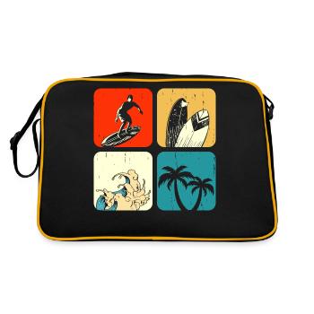 Surfen Surfer - Retro Tasche - Schwarz/Gold - Hinten