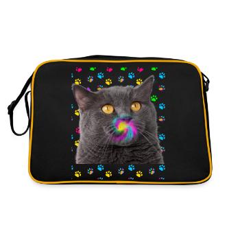 Chat Pop Culture Orange Multicolore - Sac Retro - noir/or - Dos