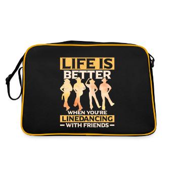 Life Is Better When You're Linedancing Western Cou - Retro Tasche - Schwarz/Gold - Hinten