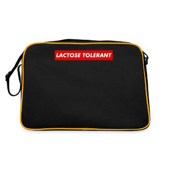 Laktosetolerant Lustig Cool Milch Käse Milch Wortspiel - Retro Tasche - Schwarz/Gold - Hinten
