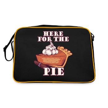 Hier Für Die Torte Kürbiskuchen Thanksgiving - Retro Tasche - Schwarz/Gold - Hinten