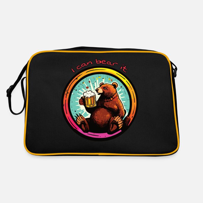 Bear with beer I can bear it Retro Bag