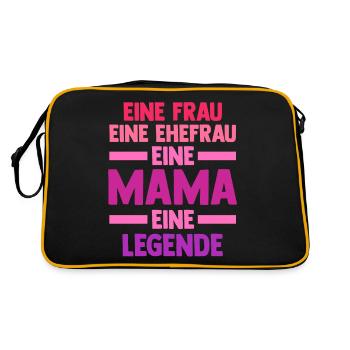 Ehefrau Mutter Mama - Retro Tasche - Schwarz/Gold - Hinten