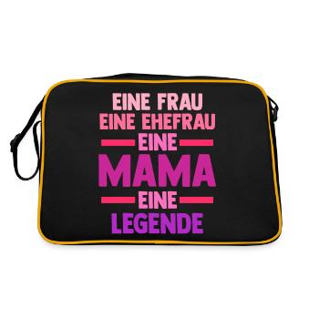 Ehefrau Mutter Mama - Retro Tasche - Schwarz/Gold - Hinten