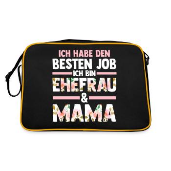 Ehefrau Mutter Mama - Retro Tasche - Schwarz/Gold - Hinten