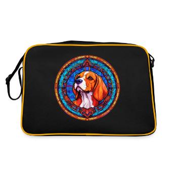 Glass Mosaic Beagle Design - Unique Beagle Art - Sac Retro - noir/or - Dos