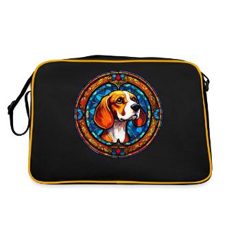 Glasmalerei - Lustige Beagle-Glasmalerei - Retro Tasche - Schwarz/Gold - Hinten