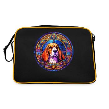 Design de vitrail - Beagle Dog en vitrail - Sac Retro - noir/or - Dos