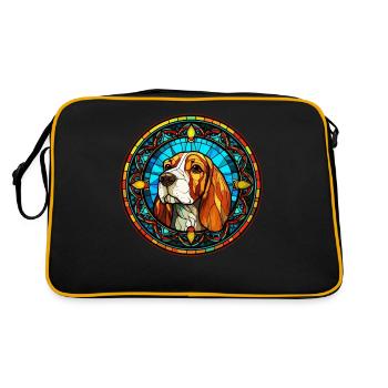 Lustiger Beagle-Liebhaber mit Artisan Style - Stained Gl - Retro Tasche - Schwarz/Gold - Hinten