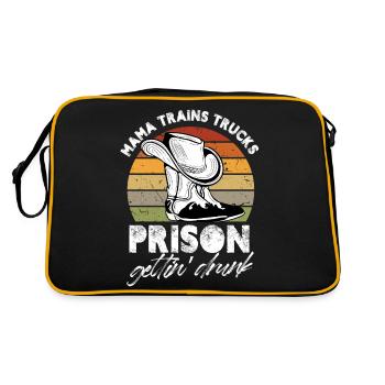 Mama trains trucks prison getting drunk - Retro Bag - black/gold - Back