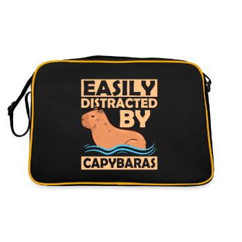 Easily Distracted By Capybaras Capibara Owner Rode - Retro Bag - black/gold - Back