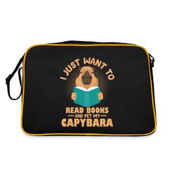 I Just Want To Read Books And Pet My Capybara Rode - Retro Bag - black/gold - Back