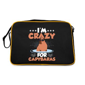 I'm Crazy For Capybaras Capybara Rodent - Retro Tasche - Schwarz/Gold - Hinten