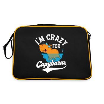 I'm Crazy For Capybaras Capybara Mammal - Retro Tasche - Schwarz/Gold - Hinten