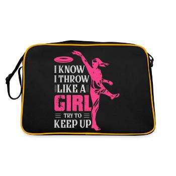 I Know I Throw Like A Girl Try To Keep Up Disc Gol - Retro Bag - black/gold - Back