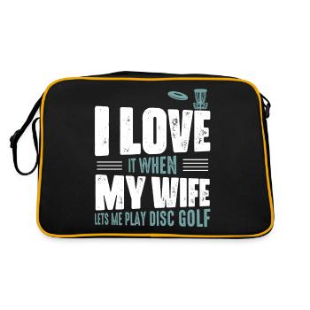 I Love It When My Wife Lets Me Play Disc Golf Fris - Retro Tasche - Schwarz/Gold - Hinten
