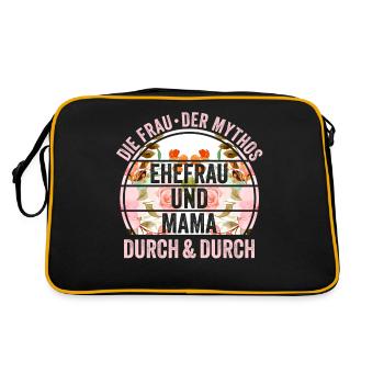 Ehefrau Mutter Mama - Retro Tasche - Schwarz/Gold - Hinten