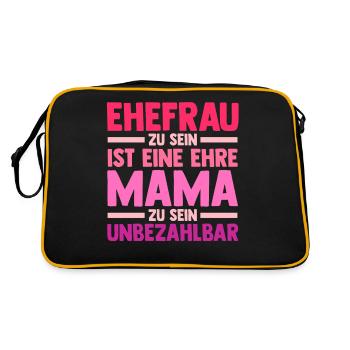 Ehefrau Mutter Mama - Retro Tasche - Schwarz/Gold - Hinten