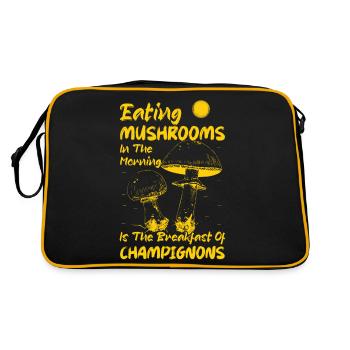 Eating Mushrooms In The Morning Mycologist Fungus - Retro Bag - black/gold - Back