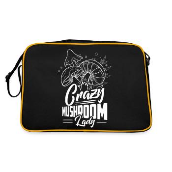 Crazy Mushroom Lady Mycologist Fungus - Retro Bag - black/gold - Back