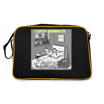 Morgenmuffel oder Langschläfer? - Retro Tasche - Schwarz/Gold - Hinten