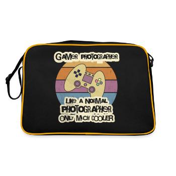 T-shirt photographe gamer, chemise de photographe, gi - Sac Retro - noir/or - Dos