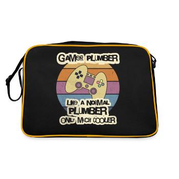 Gamer Plumber T-Shirt, 8 bits Lecteur de jeux vidéo T-S - Sac Retro - noir/or - Dos