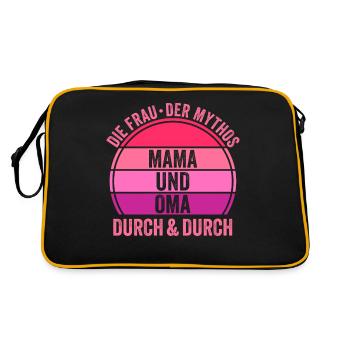 Mutter Großmutter Mama Oma - Retro Tasche - Schwarz/Gold - Hinten