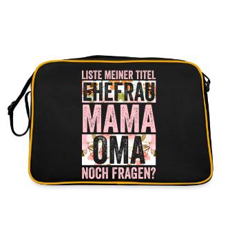 Ehefrau Mutter Großmutter Mama Oma - Retro Tasche - Schwarz/Gold - Hinten