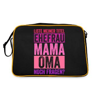 Ehefrau Mutter Großmutter Mama Oma - Retro Tasche - Schwarz/Gold - Hinten