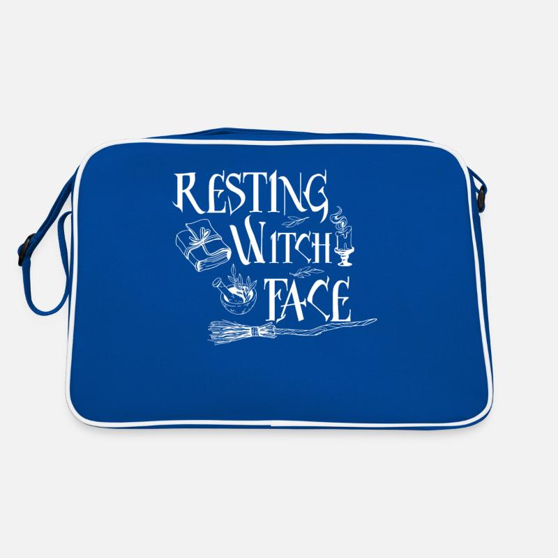 Funny Halloween Resting Witch Face Broom Retro Bag