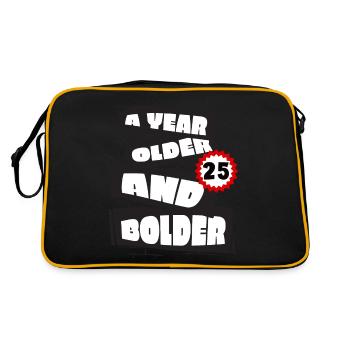 A Year older funny 25 year old Birthday Geburtstag - Retro Bag - black/gold - Back