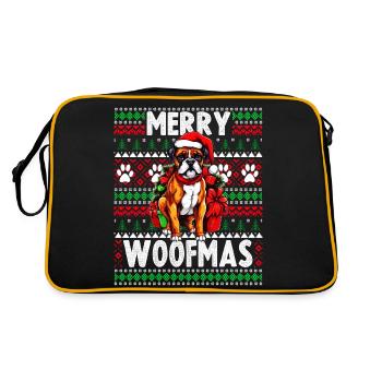 Dog Lover Christmas - Lustiger hässlicher Weihnachtspullover - Retro Tasche - Schwarz/Gold - Hinten