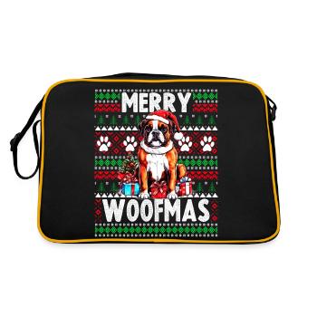 Hässlicher Weihnachtspullover Boxer Hund - Dog Christmas - Retro Tasche - Schwarz/Gold - Hinten