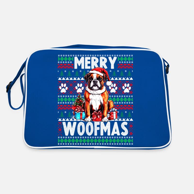 Pull de Noël moche Boxer Dog - Chien de Noël Sac Retro