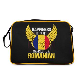 Le bonheur, c’est d’être marié à un patriote roumain - Sac Retro - noir/or - Dos