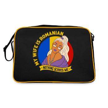Ma femme est roumaine rien ne me fait peur fier romani - Sac Retro - noir/or - Dos