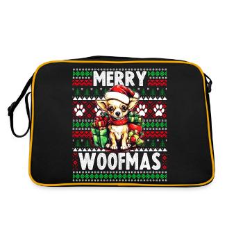 Hässlicher Weihnachtspullover Chihuahua Hund - Hund Weihnachten - Retro Tasche - Schwarz/Gold - Hinten
