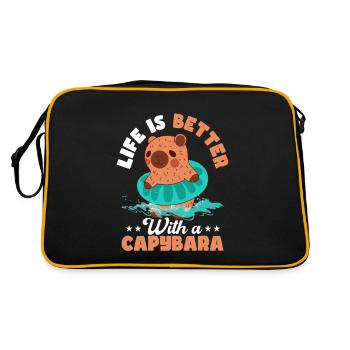 Life Is Better With A Capybara Capibara Owner Rode - Retro Bag - black/gold - Back