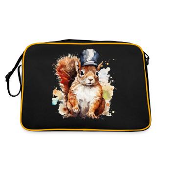 Aquarelle écureuil cheminot travailleur - Sac Retro - noir/or - Dos