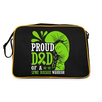 Stolzer Vater Eines Borreliose-kriegers - Retro Tasche - Schwarz/Gold - Hinten