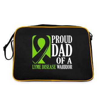 Stolzer Vater Eines Borreliose-kriegers - - Retro Tasche - Schwarz/Gold - Hinten