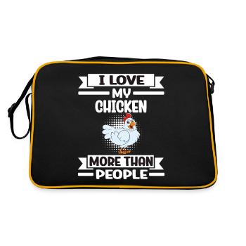 Funny Chicken Saying Chicken - Retro Bag - black/gold - Back