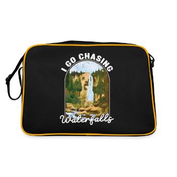 Ich gehe Wasserfälle jagen Lustig Outdoor Camping - Retro Tasche - Schwarz/Gold - Hinten